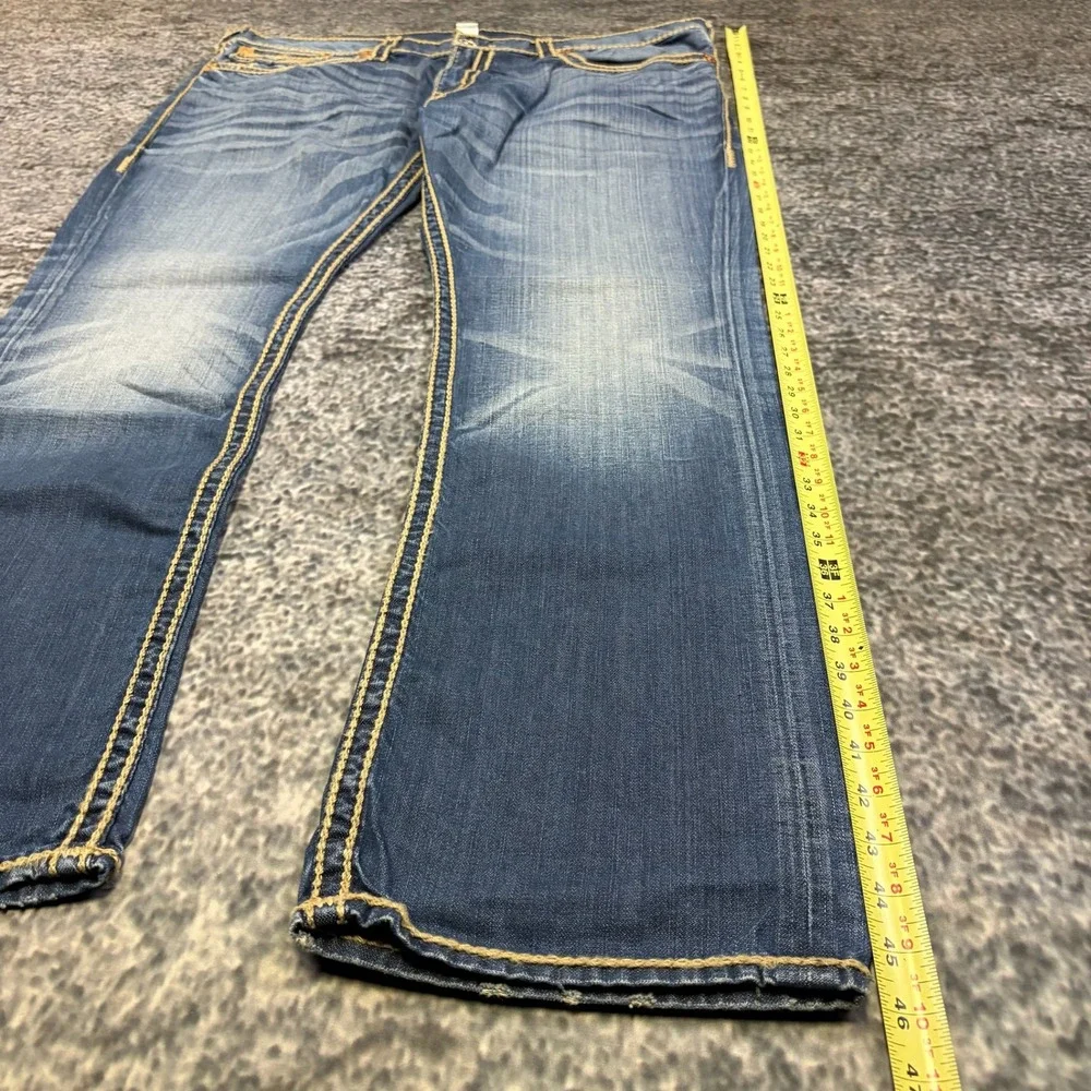 NWT True Religion Section Straight Jeans 44x34 Blue Contrast Stitch Flap Pockets